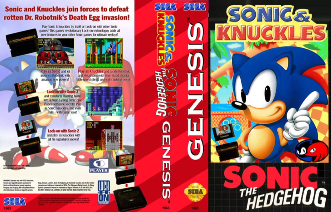 Sonic & Knuckles + Sonic the Hedgehog : Blue Sphere [US,EU] segaMD 1994 Box Art