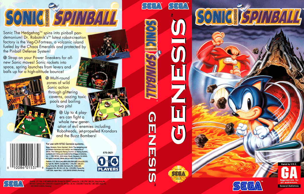 Sonic Spinball [US] segaMD 1993 Box Art