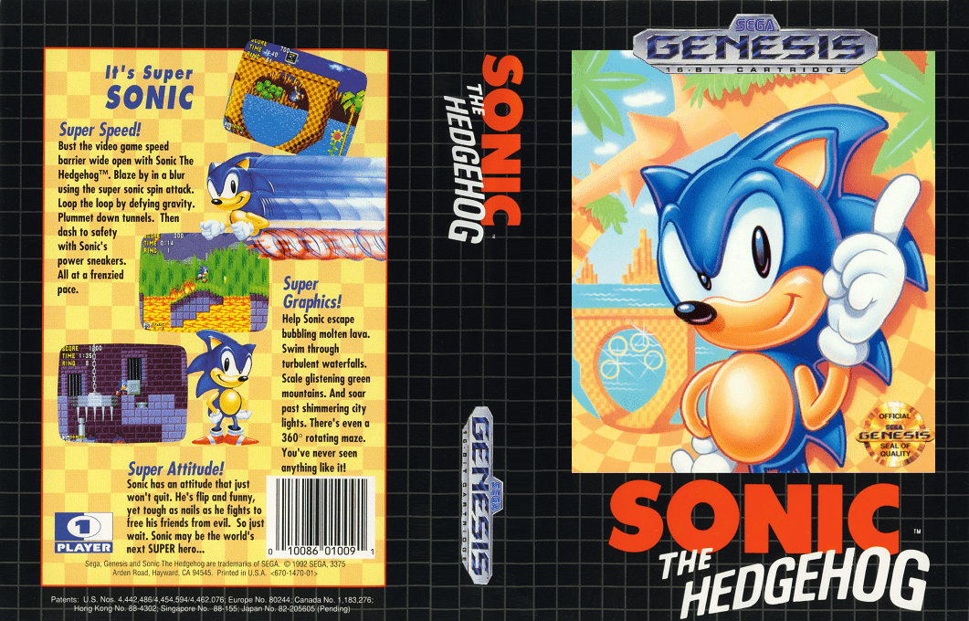 Sonic The Hedgehog [US,EU] segaMD 1991 Box Art