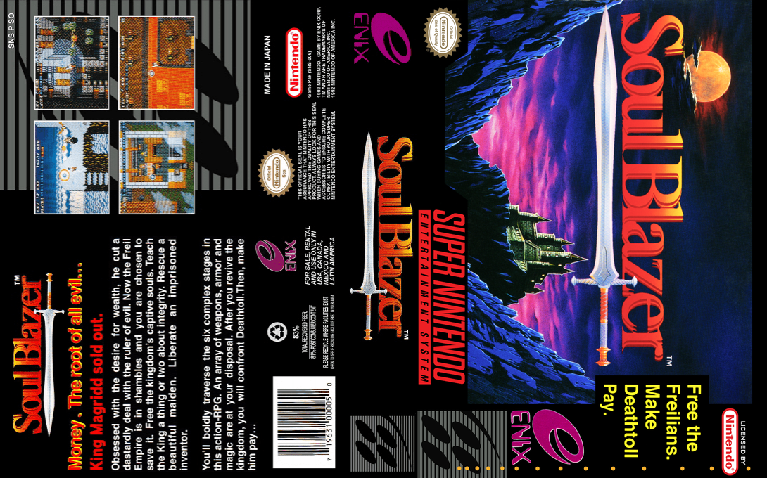 Soul Blazer [US] snes 1992 Box Art