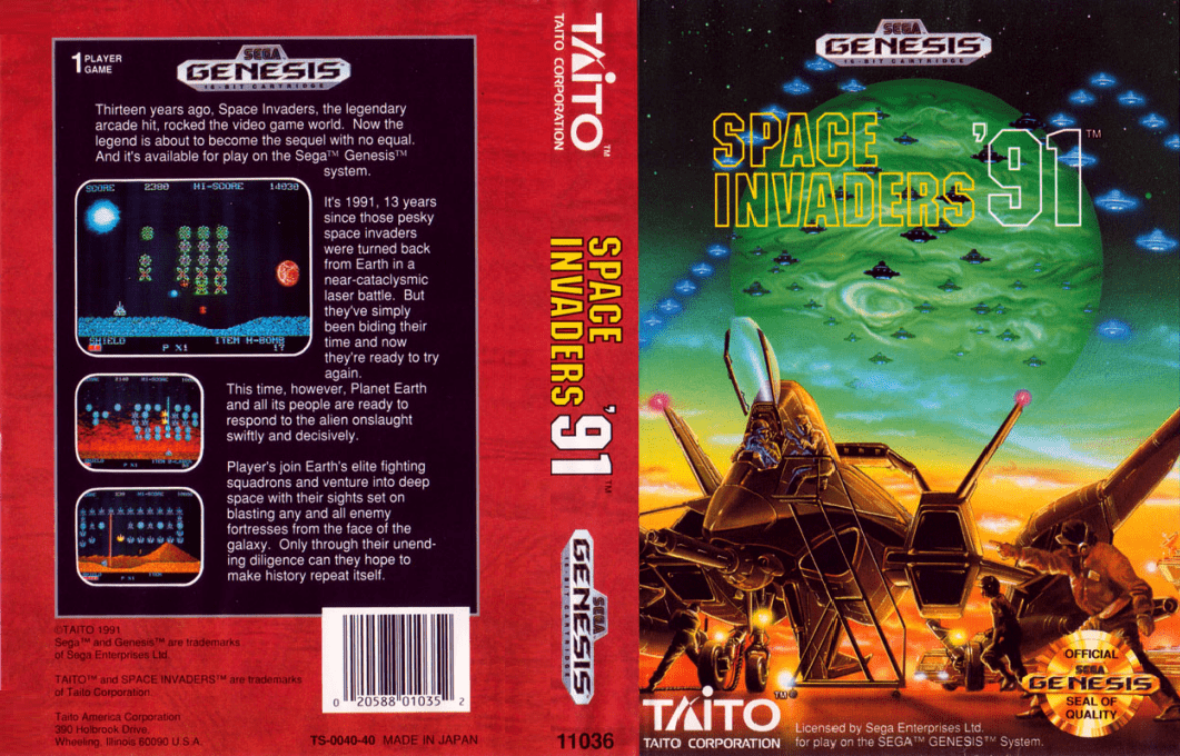 Space Invaders ’91 [US] segaMD 1991 Box Art