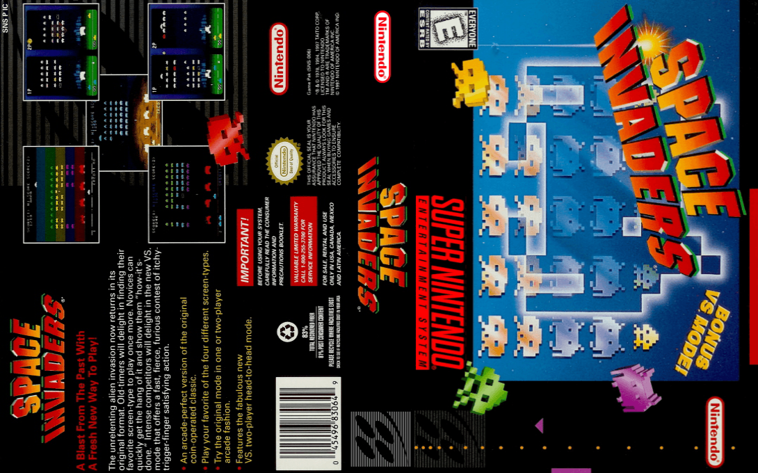 Space Invaders [US] snes 1997 Box Art