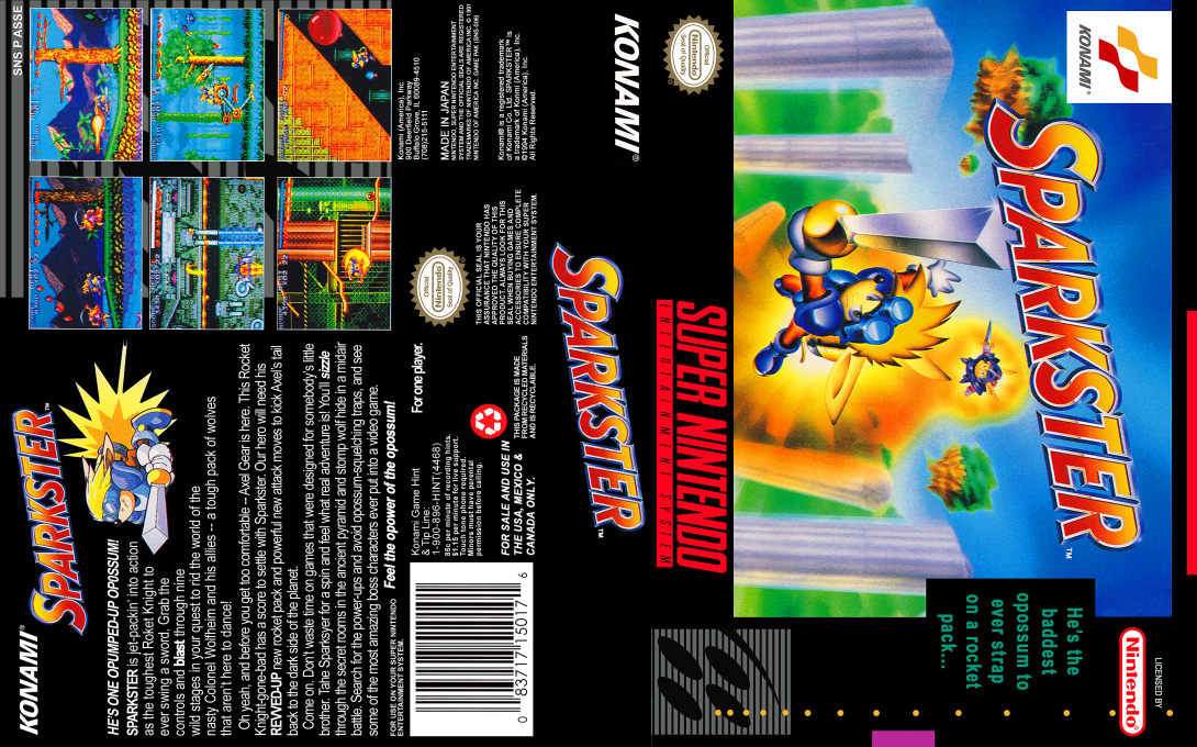 Sparkster [US] snes 1994 Box Art