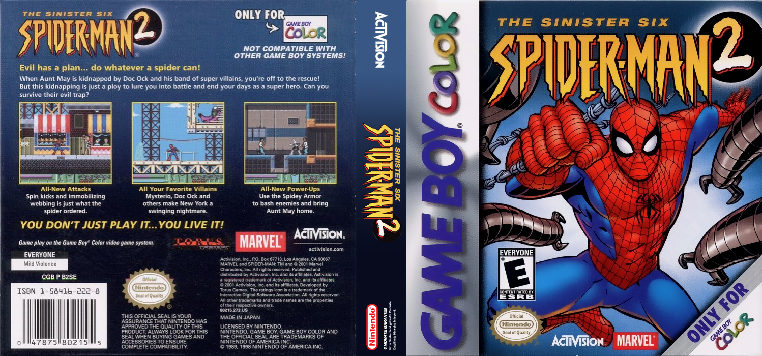 Spider-Man 2: The Sinister Six [US,EU] gbc 2001 Box Art