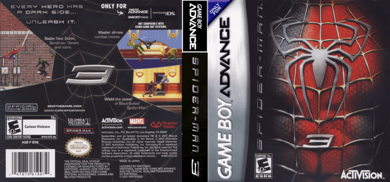 Spider-Man 3 [US] gba 2007 Box Art