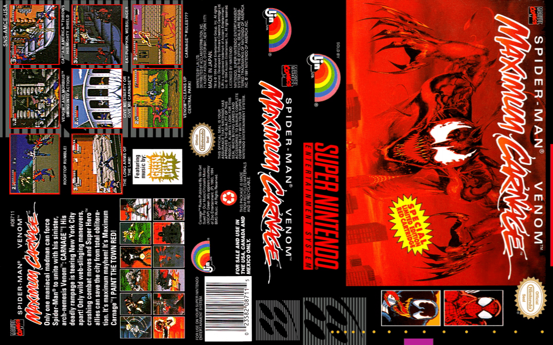 Spider-Man & Venom : Maximum Carnage [US] snes 1994 Box Art