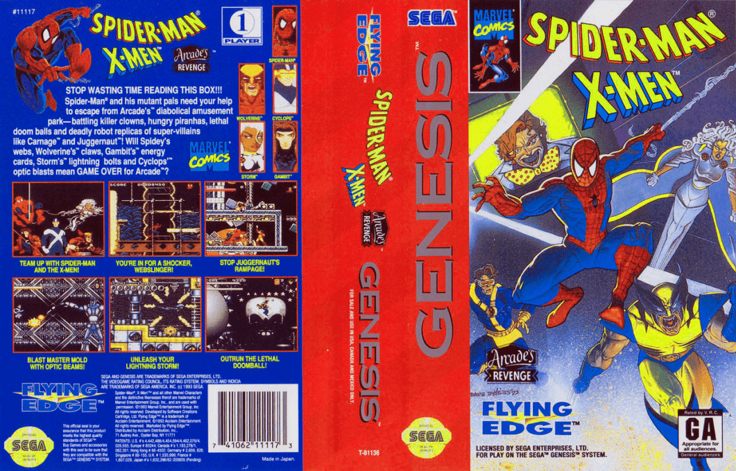 Spider-Man & X-Men : Arcade’s Revenge [US,EU] segaMD 1993 Box Art
