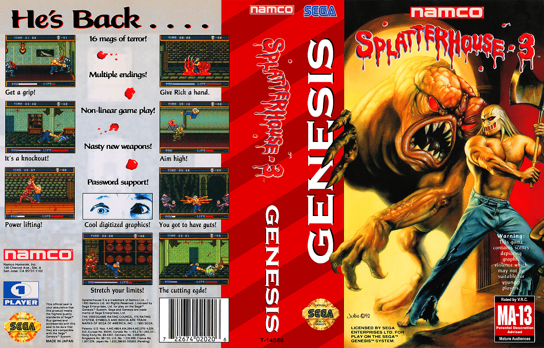 Splatterhouse 3 [US] segaMD 1993 Box Art