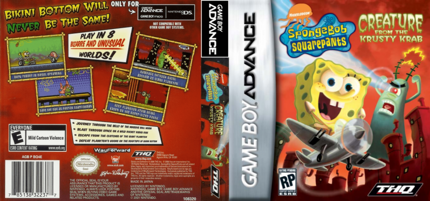 Spongebob Squarepants : Creature From The Krusty Krab [US] gba 2006 Box Art