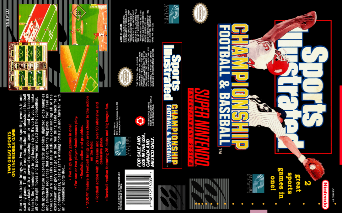 Sports Illustrated Championship Football & Baseball [US] snes 1994 Box Art