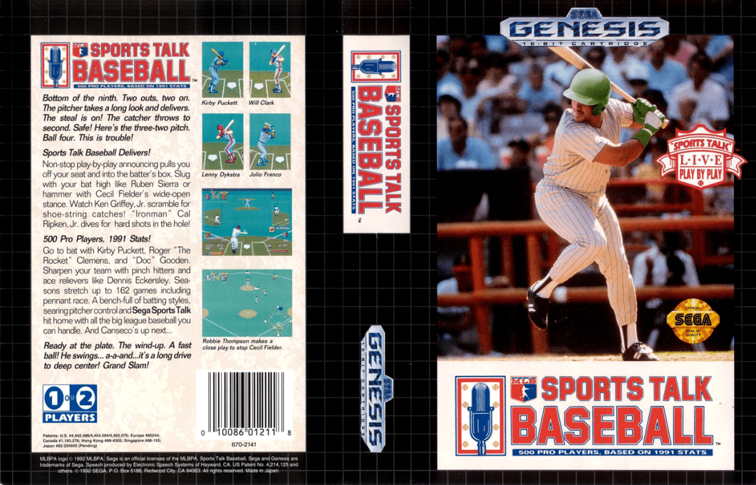 Sports Talk Baseball [US] segaMD 1992 Box Art