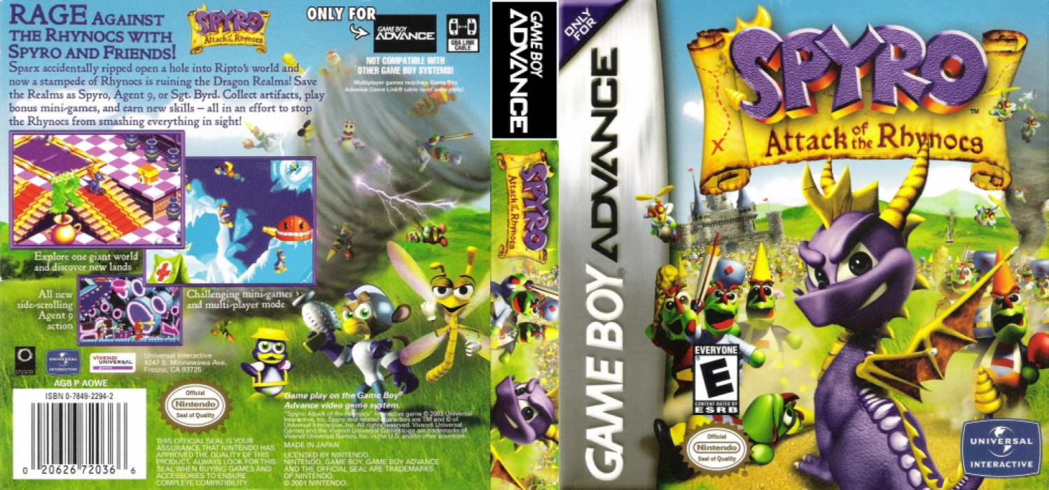 Spyro: Attack of the Rhynocs [US] gba 2003 Box Art