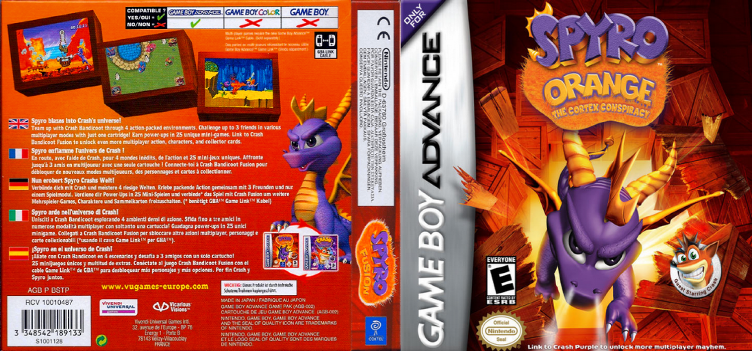 Spyro Orange: The Cortex Conspiracy [US] gba 2004 Box Art