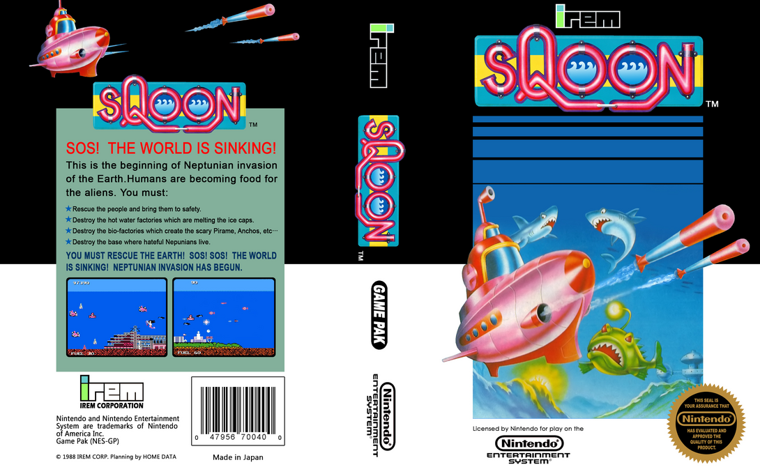 Sqoon [US] nes 1987 Box Art