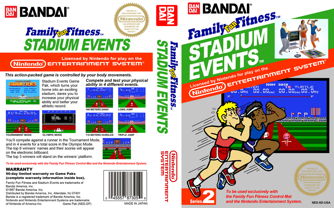 Family Fun Fitness : Stadium Events [US] nes 1987 Box Art