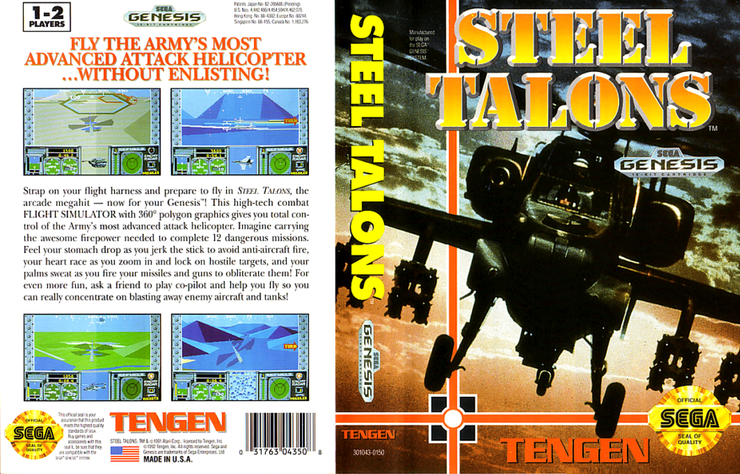 Steel Talons [US,EU] segaMD 1992 Box Art