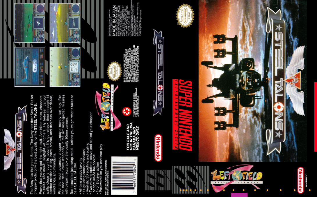 Steel Talons [US] snes 1993 Box Art