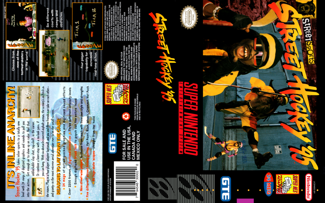 Street Sports : Street Hockey ’95 [US] snes 1994 Box Art