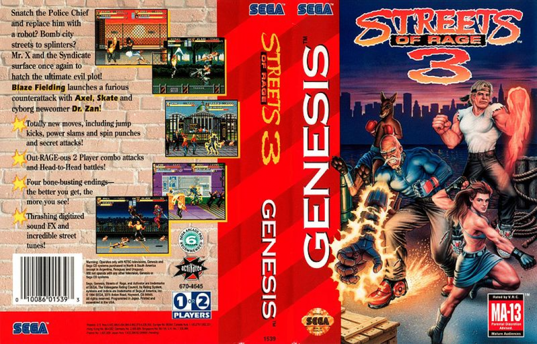 Streets of Rage 3 [US] segaMD 1994 Box Art