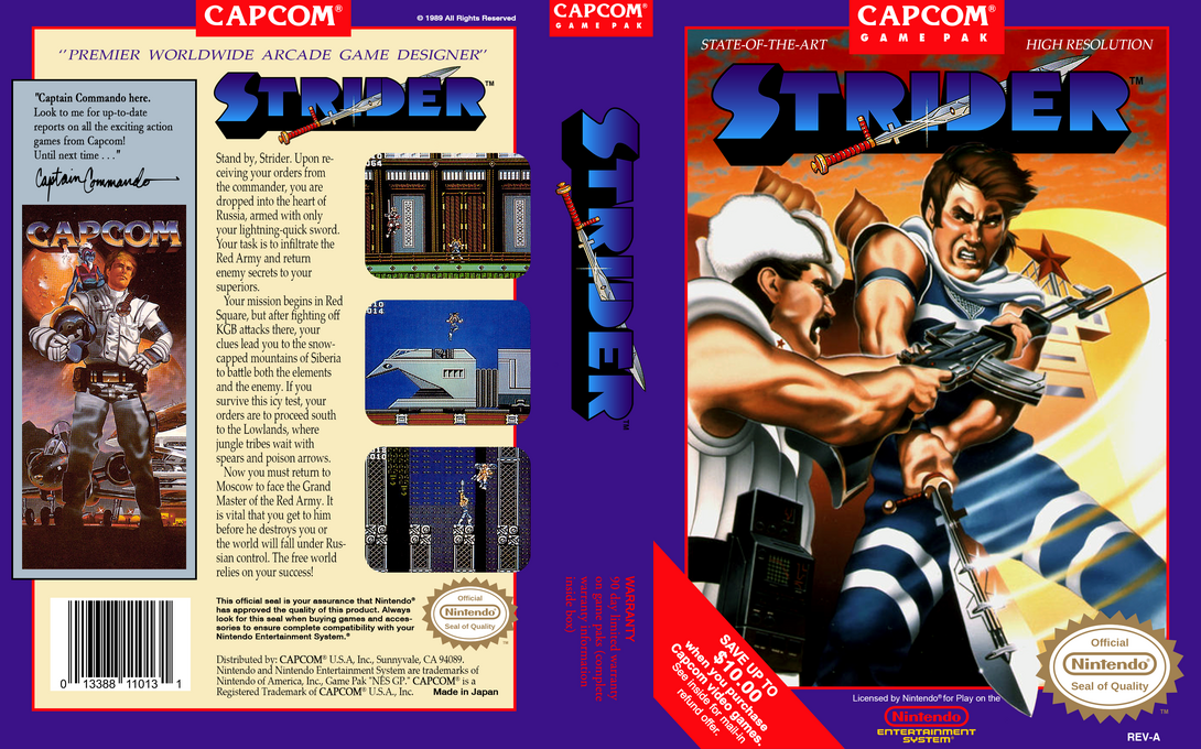 Strider [US] nes 1989 Box Art