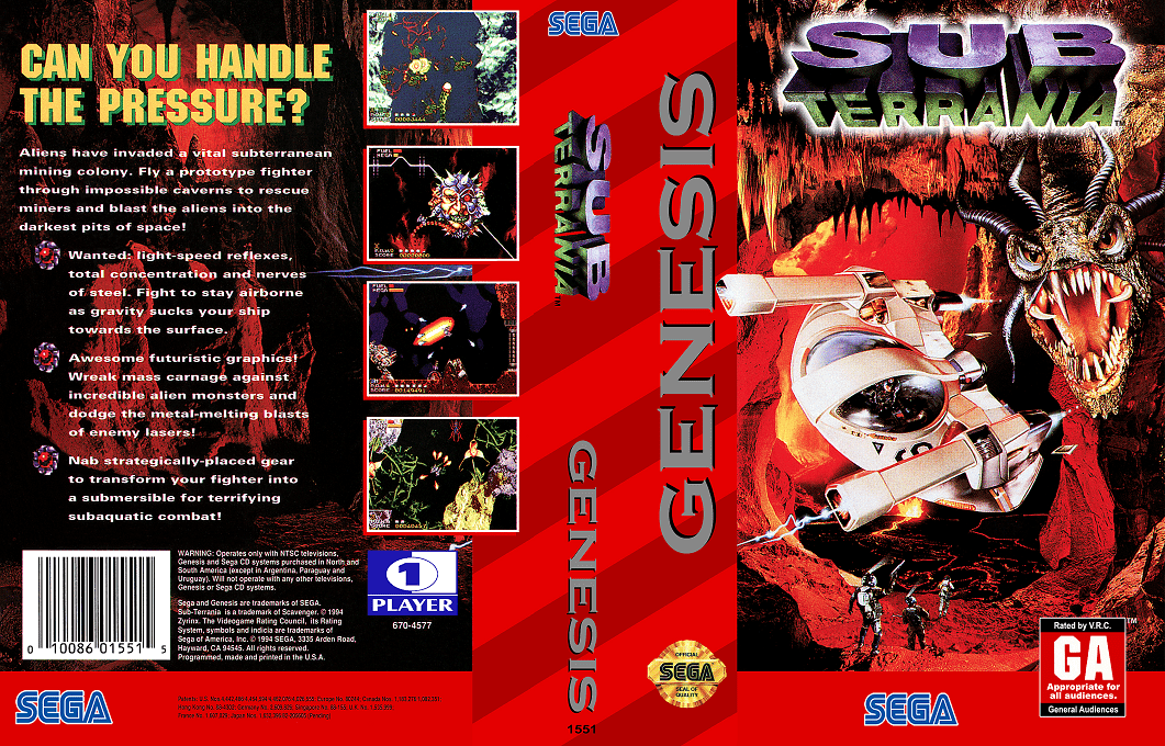 Sub-Terrania [US] segaMD 1994 Box Art
