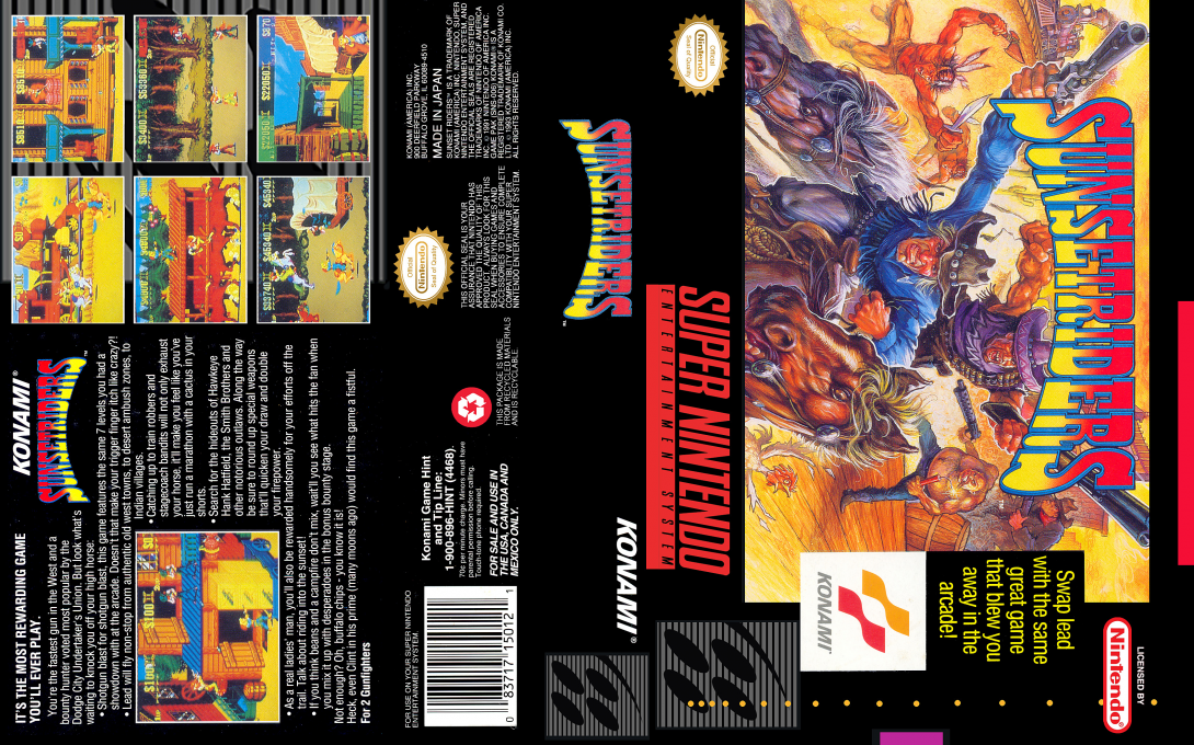 Sunset Riders [US] snes 1993 Box Art