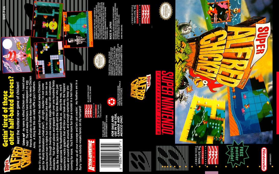 Super Alfred Chicken [US] snes 1994 Box Art