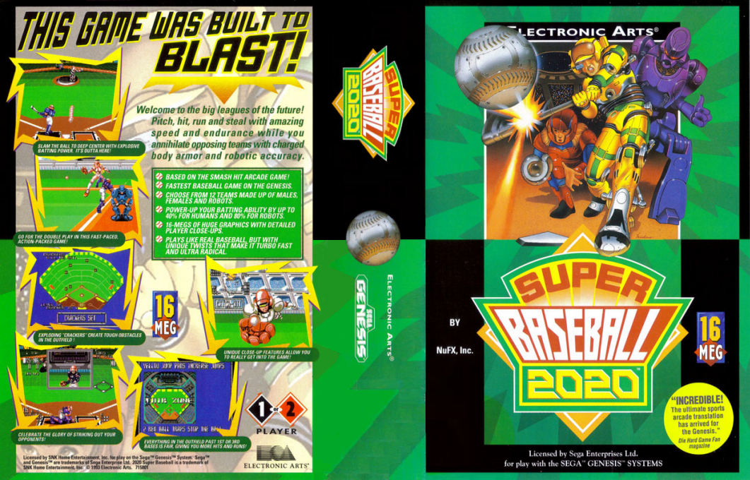 Super Baseball 2020 [US,EU] segaMD 1993 Box Art