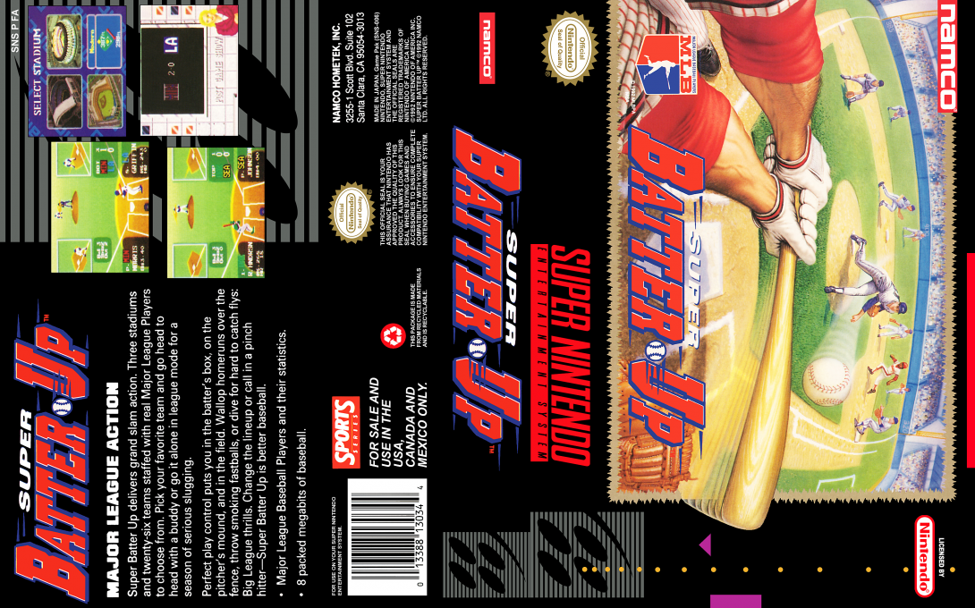 Super Batter Up [US] snes 1992 Box Art
