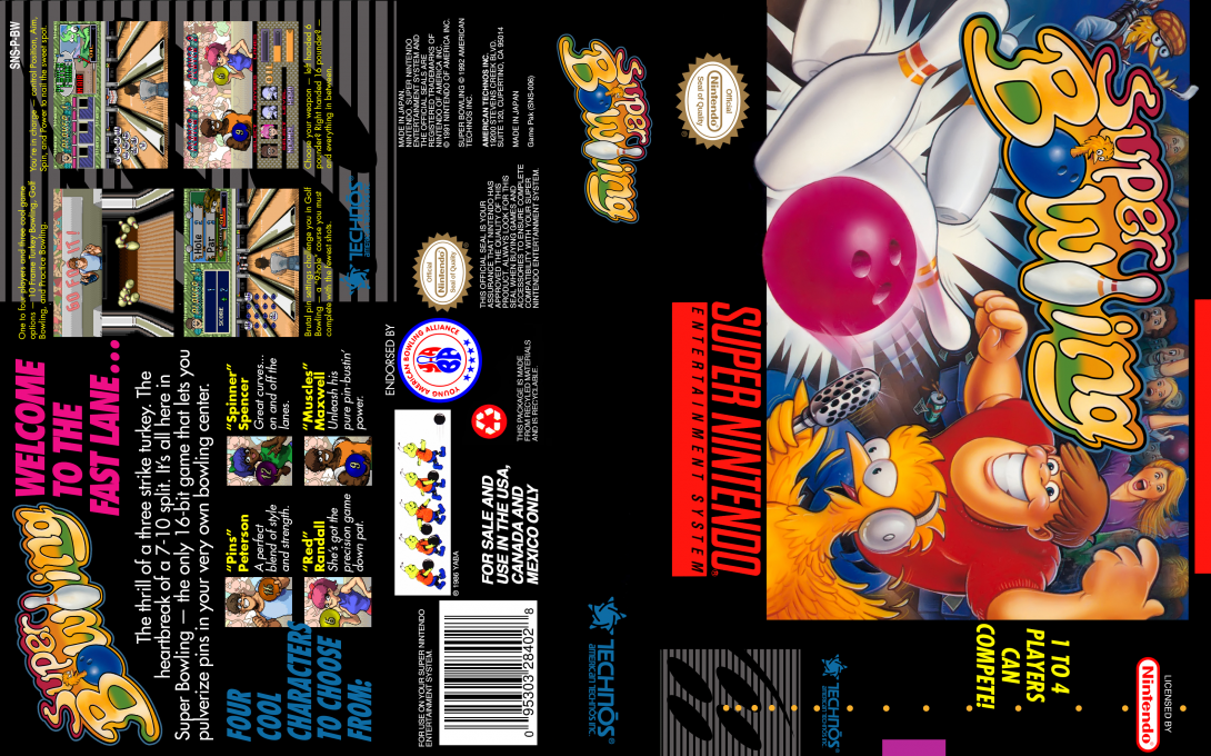 Super Bowling [US] snes 1992 Box Art