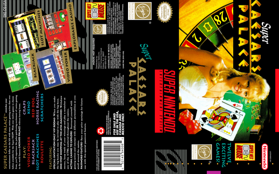 Super Caesars Palace [US] snes 1993 Box Art