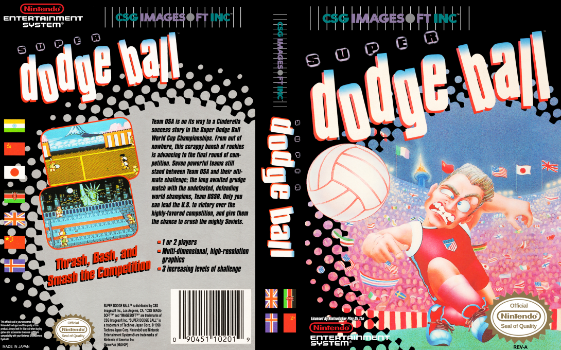 Super Dodge Ball [US] nes 1989 Box Art