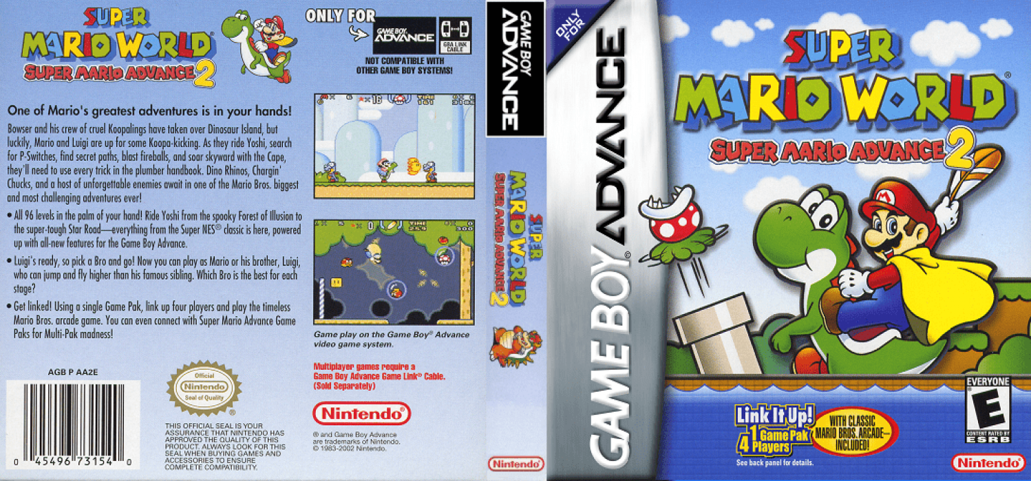 Super Mario World: Super Mario Advance 2 [US,AU] gba 2002 Box Art
