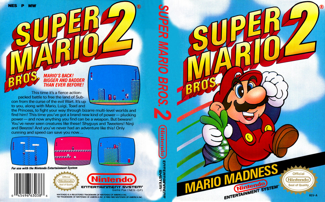 Super Mario Bros. 2 [US] nes 1988 Box Art