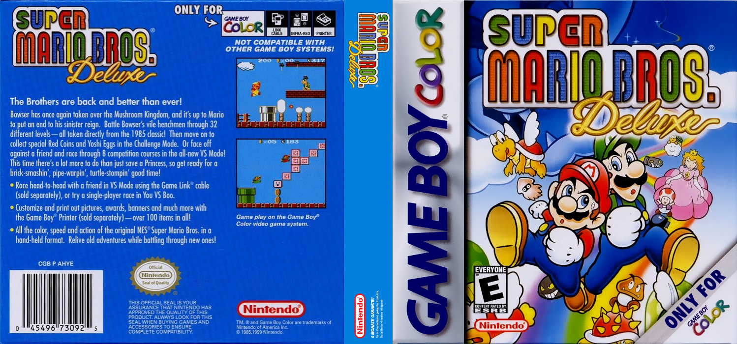 Super Mario Bros. Deluxe [US,EU] gbc 1999 Box Art