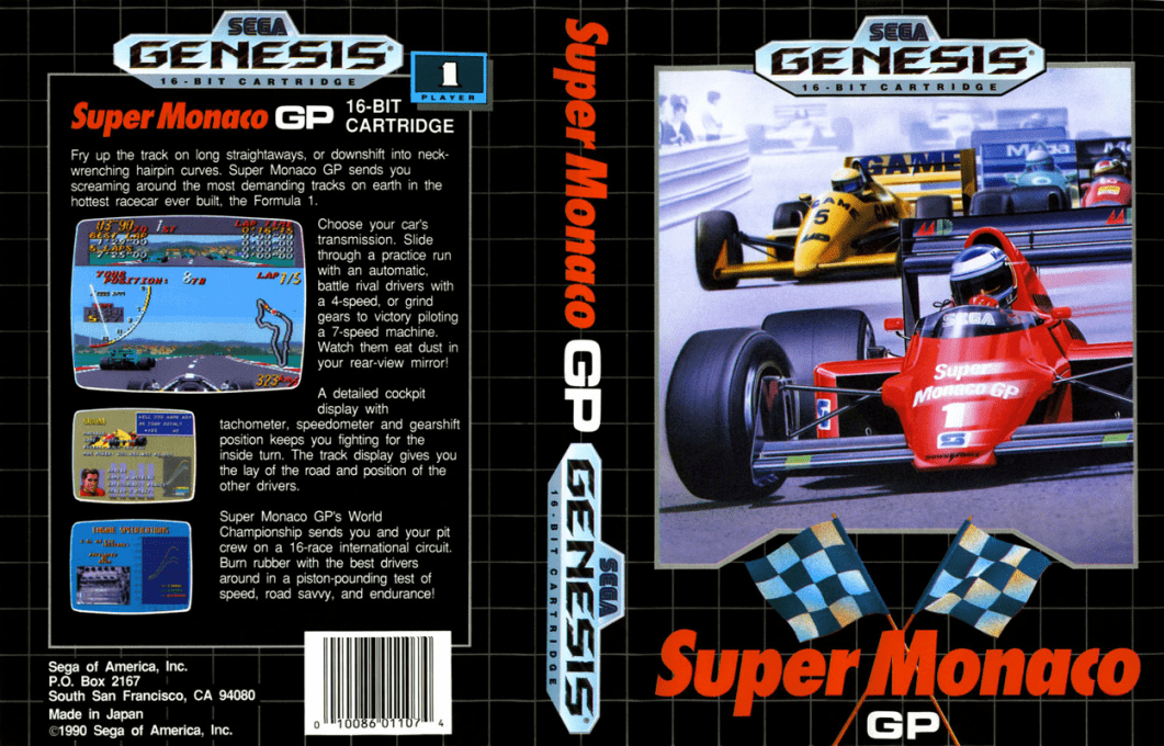 Super Monaco GP [WOR] segaMD 1990 Box Art