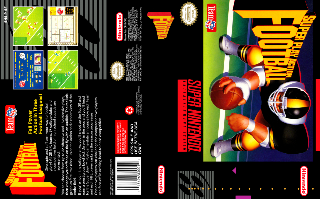 Super Play Action Football [US] snes 1992 Box Art