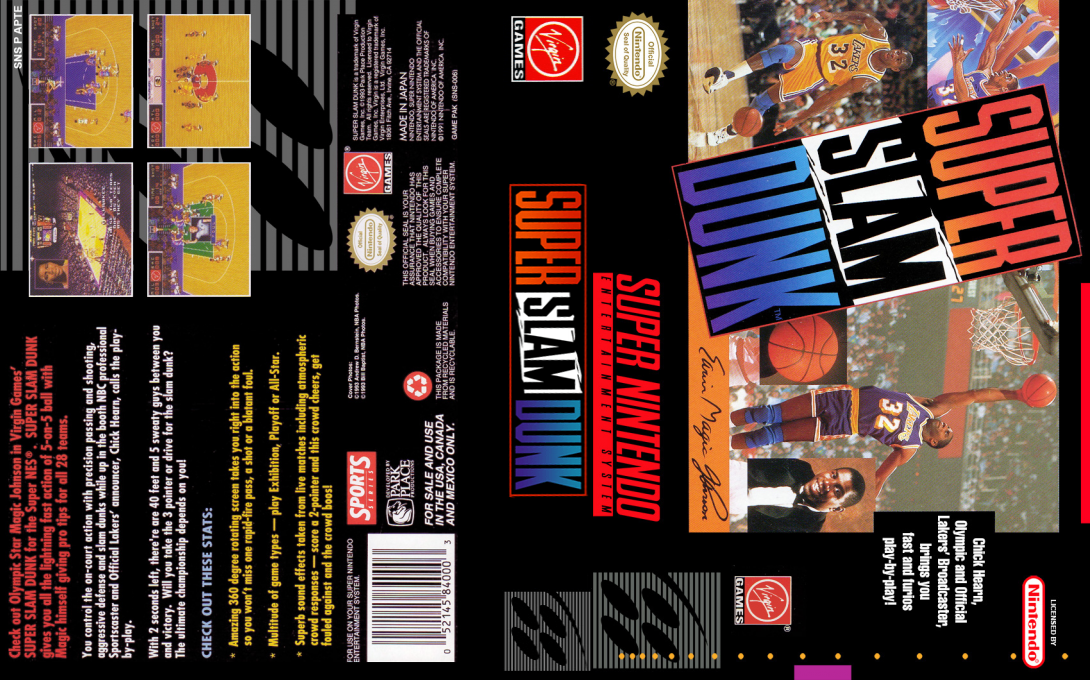 Super Slam Dunk [US] snes 1993 Box Art