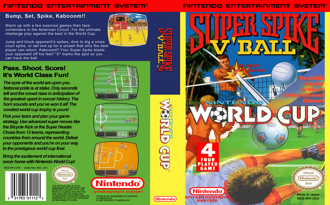 Super Spike V’Ball + Nintendo World Cup [US] nes 1990 Box Art