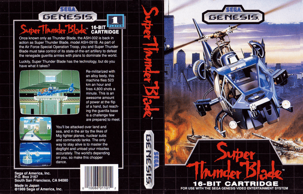 Super Thunder Blade [WOR] segaMD 1988 Box Art
