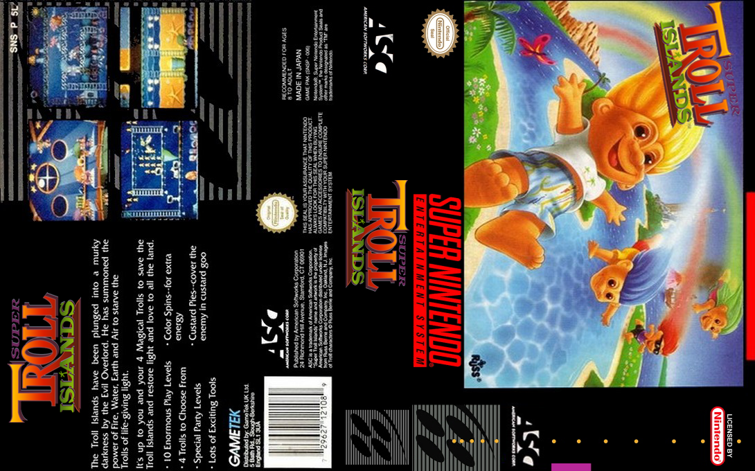 Super Troll Islands [US] snes 1994 Box Art