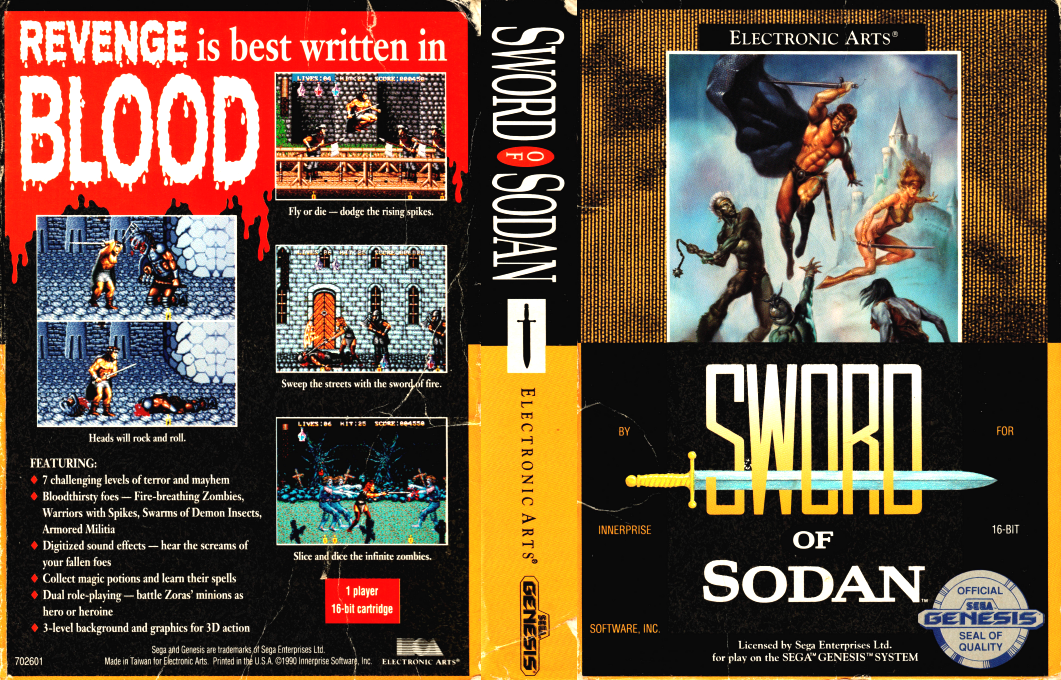 Sword of Sodan [US,EU] segaMD 1990 Box Art