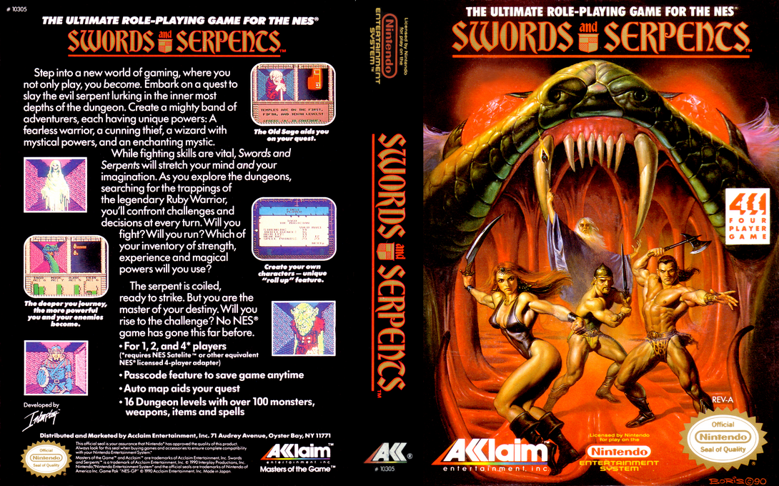 Swords and Serpents [US] nes 1990 Box Art