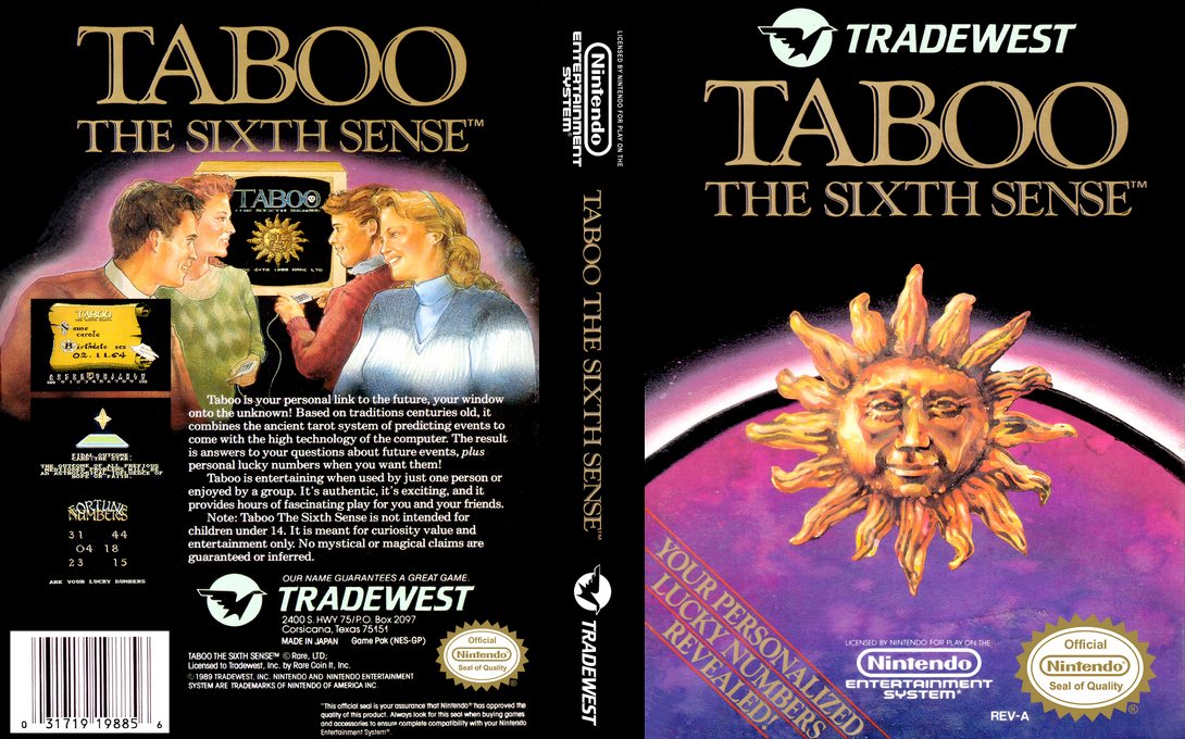 Taboo : The Sixth Sense [US] nes 1989 Box Art