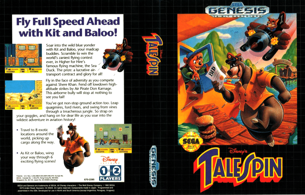 TaleSpin [US,EU] segaMD 1992 Box Art