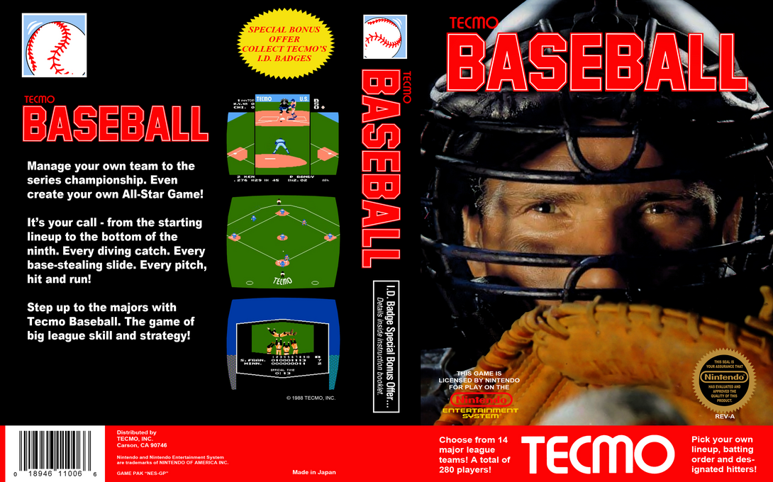 Tecmo Baseball [US] nes 1989 Box Art