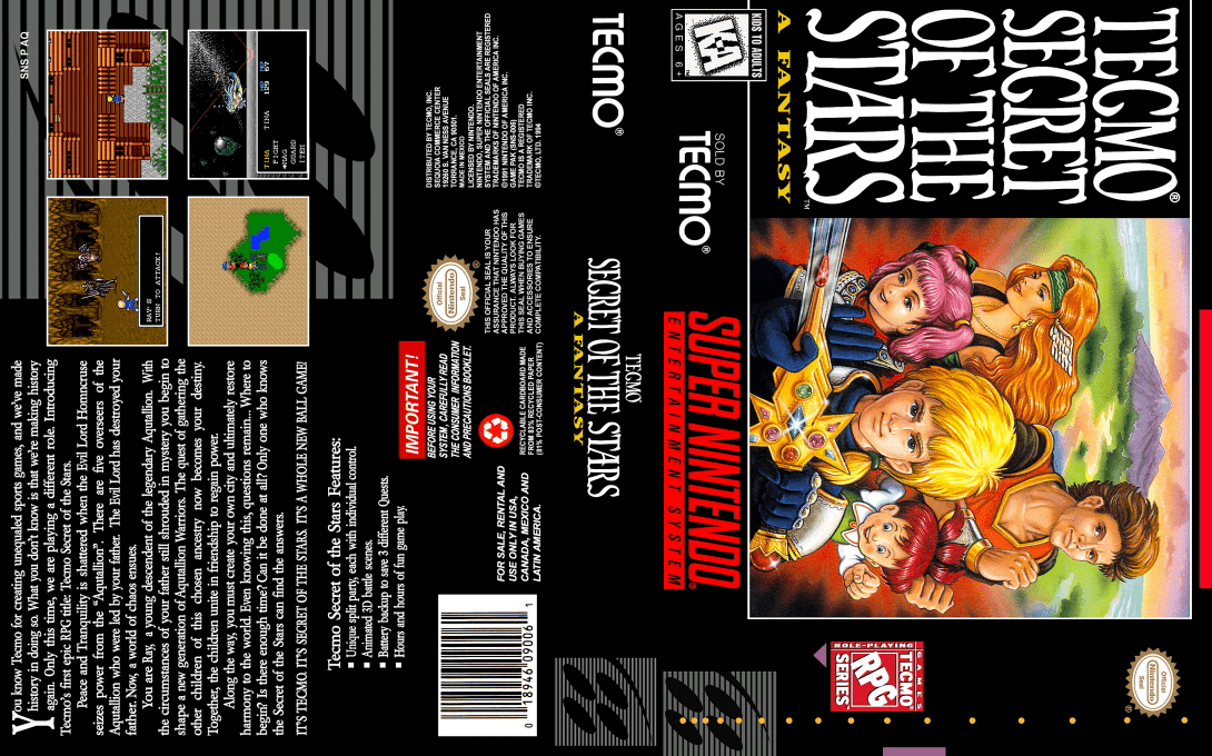 Tecmo Secret of the Stars [US] snes 1993 Box Art