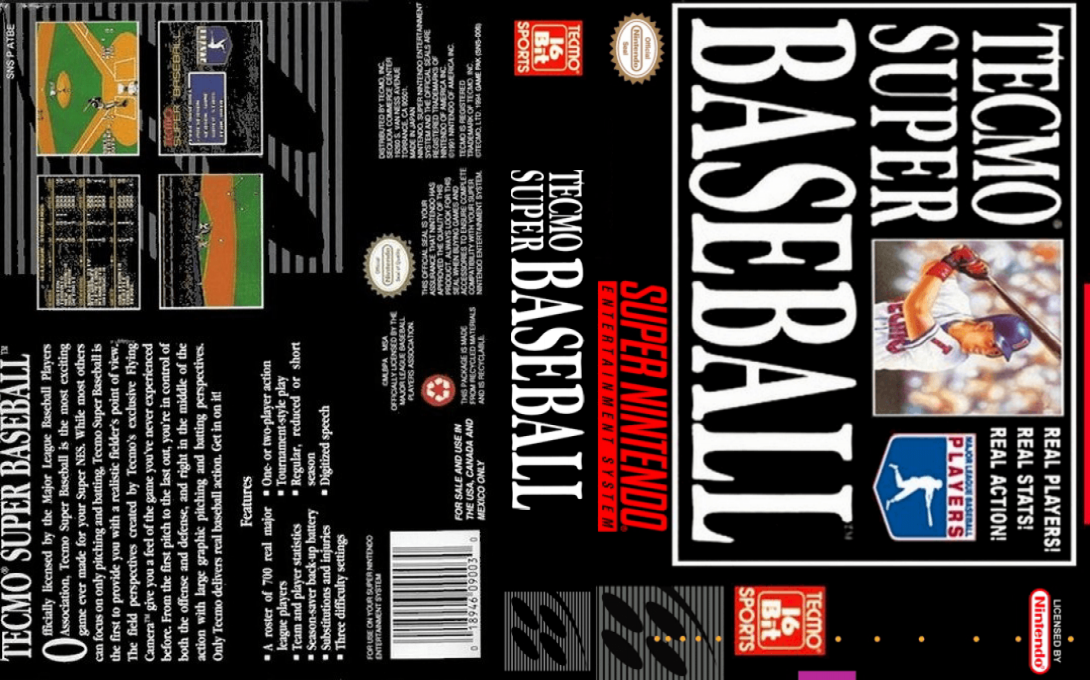 Tecmo Super Baseball [US] snes 1994 Box Art