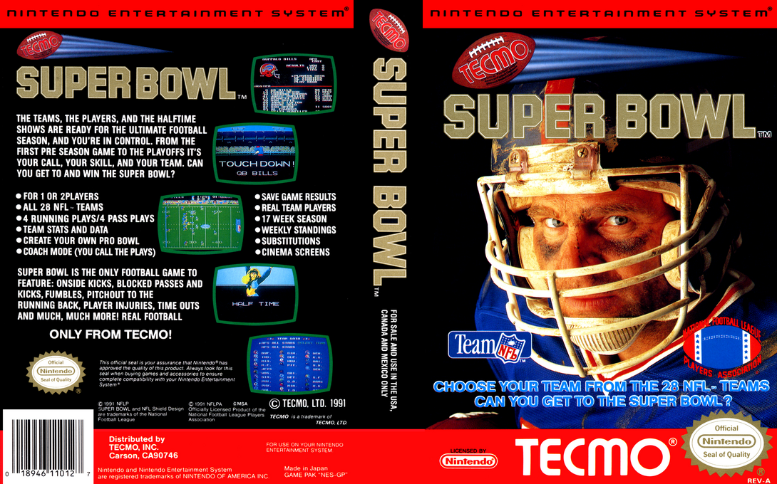 Tecmo Super Bowl [US] nes 1991 Box Art