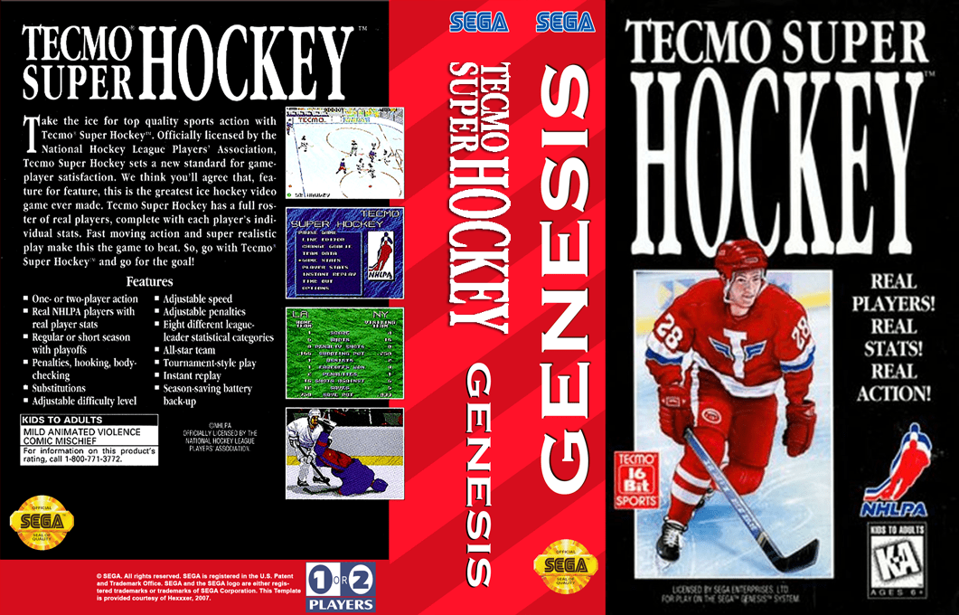 Tecmo Super Hockey [US] segaMD 1994 Box Art